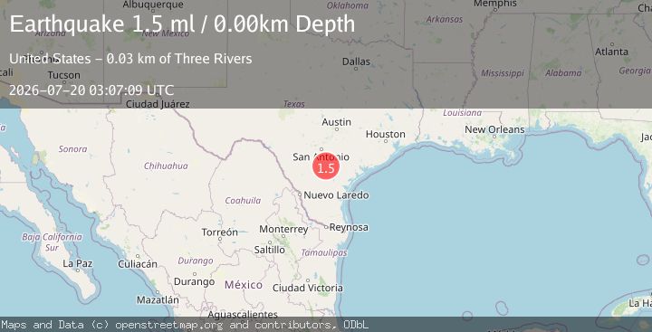Map of 25 km ESE of Christine, Texas
