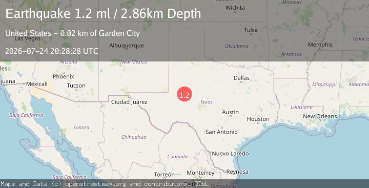 Map of 18 km WNW of Garden City, Texas