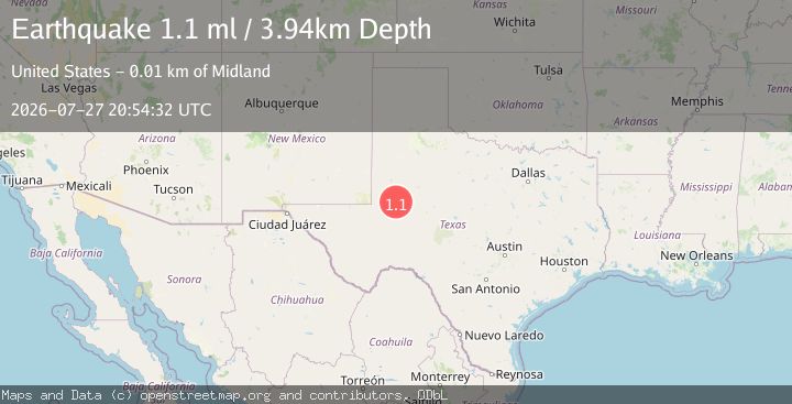 Map of 10 km N of Midland, Texas