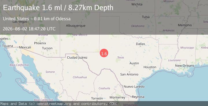 Map of 7 km NNE of Odessa, Texas
