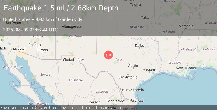 Map of 15 km ENE of Garden City, Texas