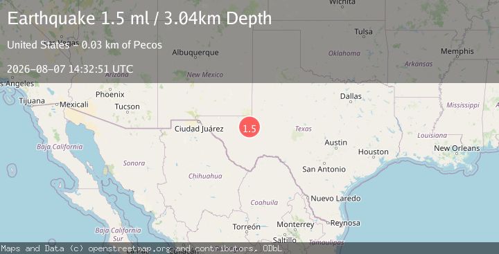 Map of 16 km SSW of Pyote, Texas