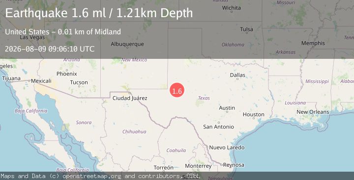 Map of 14 km SW of Midland, Texas