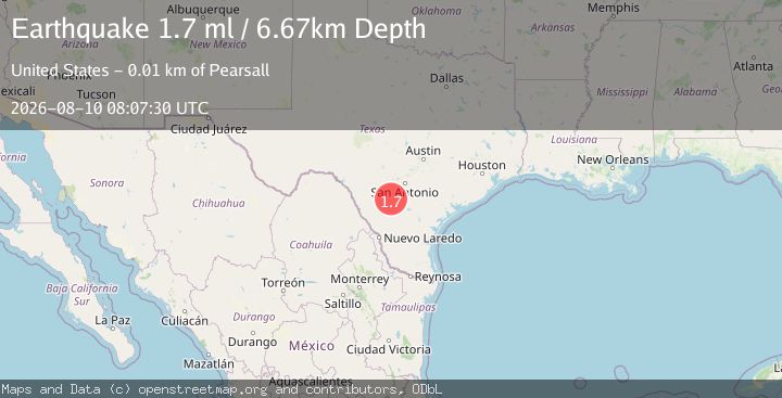 Map of 8 km ESE of Pearsall, Texas