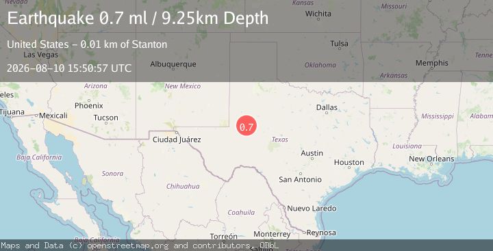 Map of 12 km WSW of Stanton, Texas