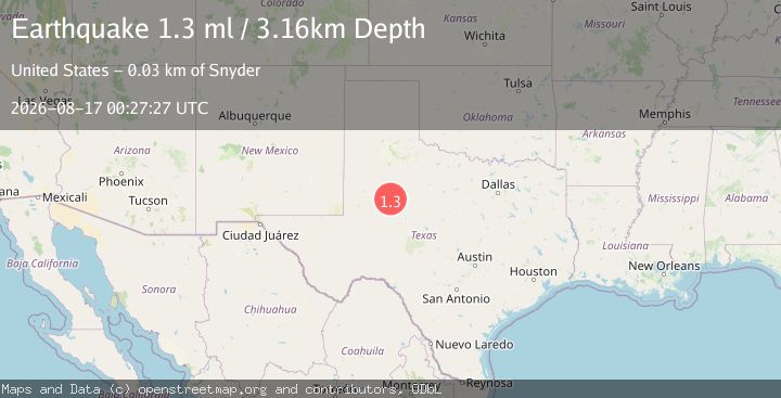 Map of 25 km SW of Snyder, Texas