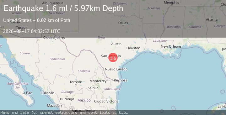 Map of 18 km WSW of Falls City, Texas