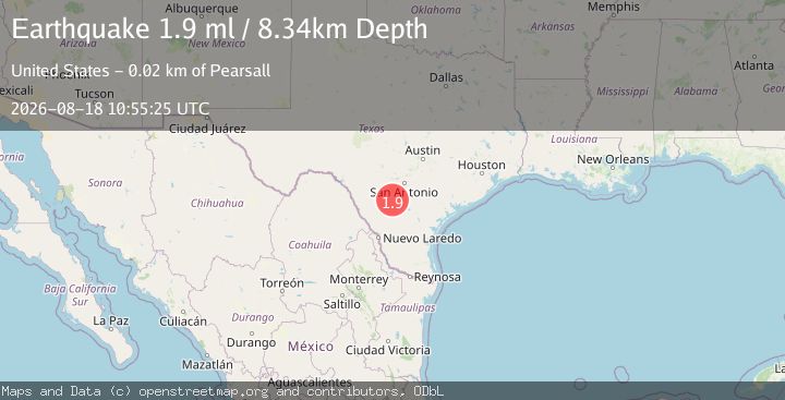 Map of 15 km ESE of Pearsall, Texas