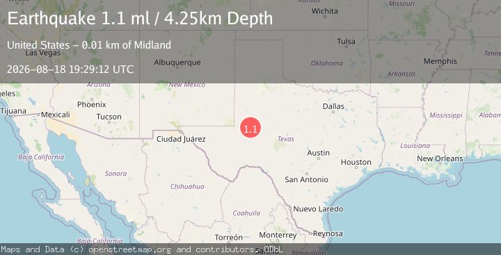 Map of 9 km SE of Midland, Texas