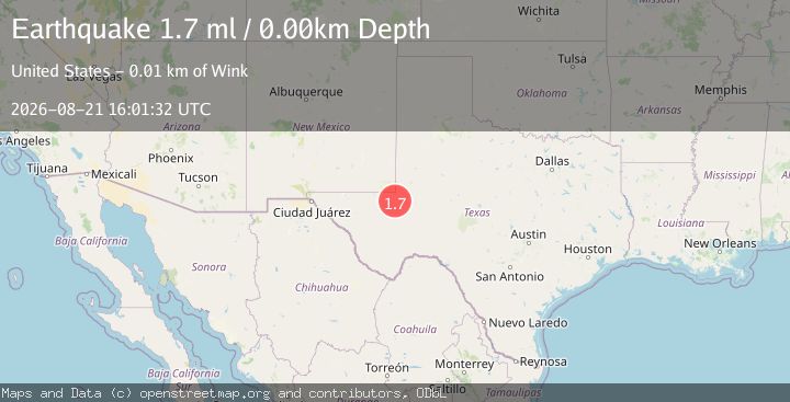 Map of 8 km ESE of Wink, Texas