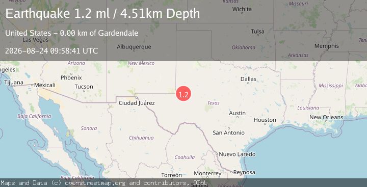 Map of 2 km SE of Gardendale, Texas