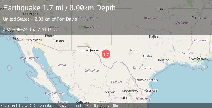Map of 16 km SW of Balmorhea, Texas