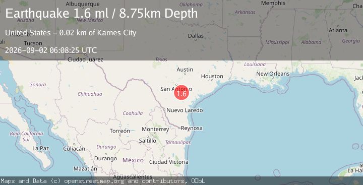 Map of 15 km WSW of Karnes City, Texas