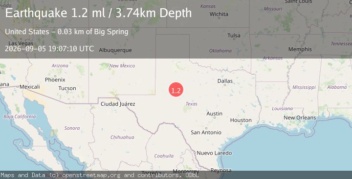 Map of 16 km NE of Coahoma, Texas