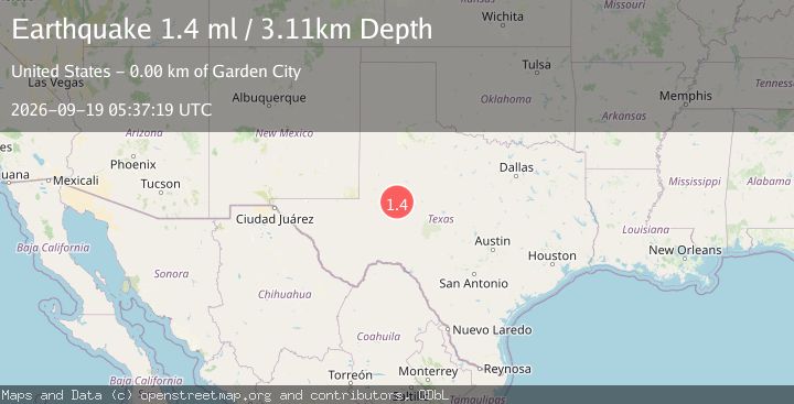 Map of 3 km WNW of Garden City, Texas