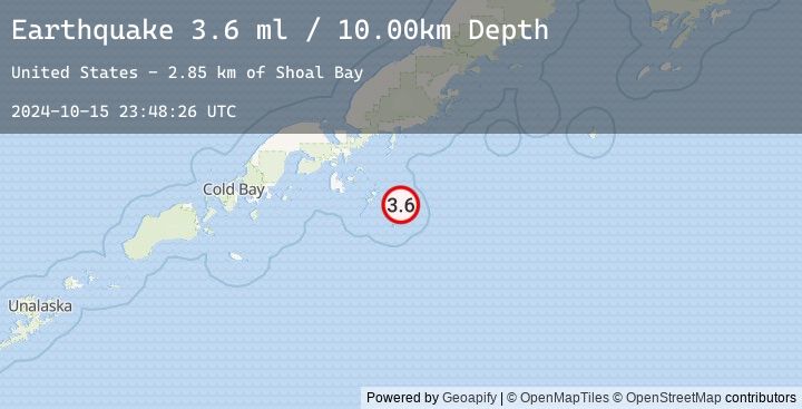 Map of 77 km ESE of Sand Point, Alaska