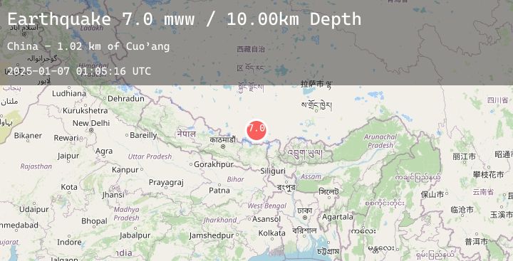 Map of 90 km NE of Lobuche, Nepal