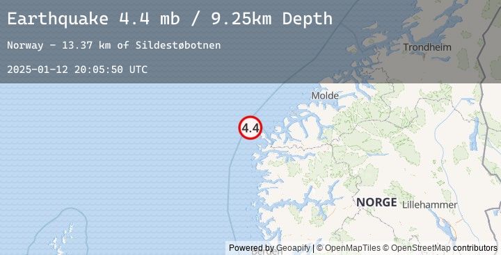 Map of 40 km NNW of Måløy, Norway