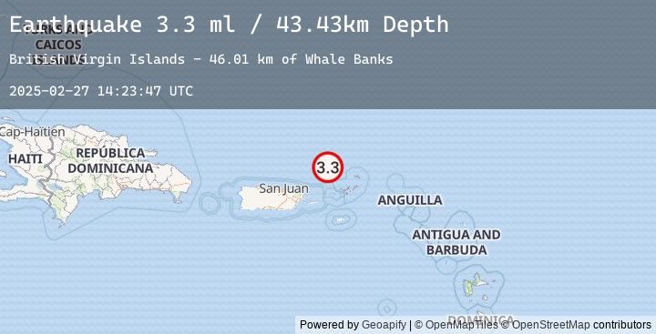 Map of 68 km N of Charlotte Amalie, U.S. Virgin Islands