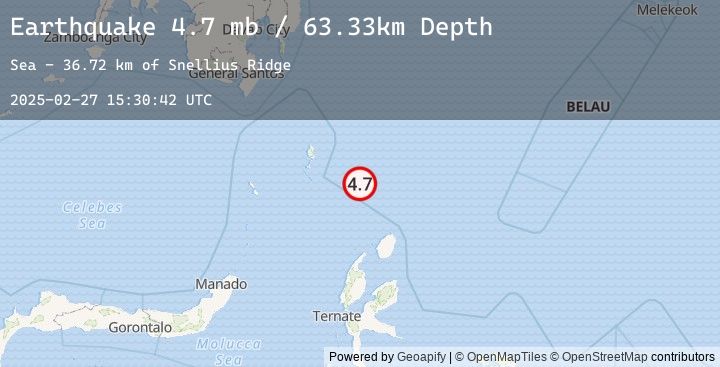 Map of 217 km N of Tobelo, Indonesia