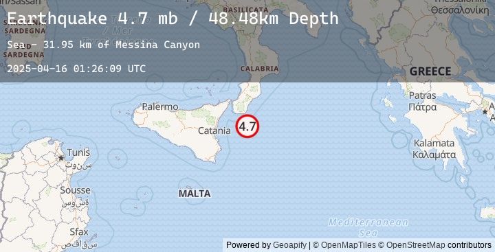 Map of 37 km SSE of Palizzi Marina, Italy