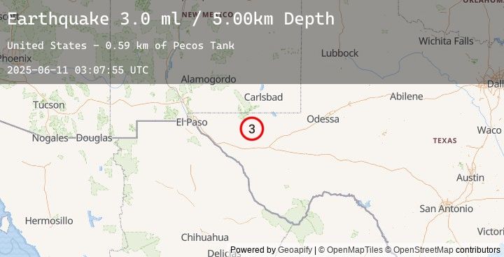 Map of 64 km NNE of Van Horn, Texas