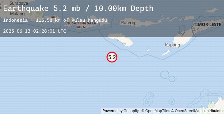 Map of 175 km S of Tambolaka, Indonesia