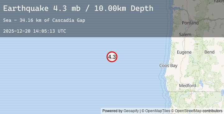 Map of off the coast of Oregon
