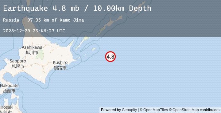 Map of 110 km ESE of Shikotan, Russia