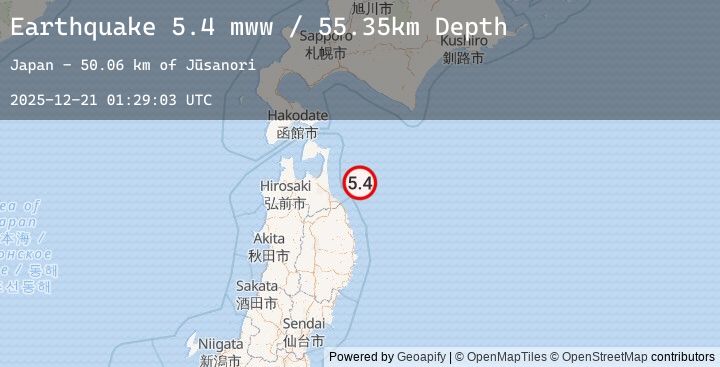Map of 59 km ENE of Hachinohe, Japan