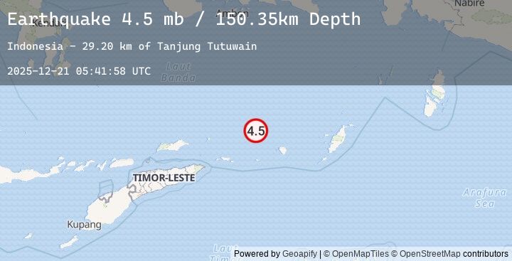 Map of 250 km ENE of Lospalos, Timor Leste