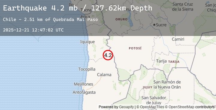 Map of 42 km WNW of Ollagüe, Chile