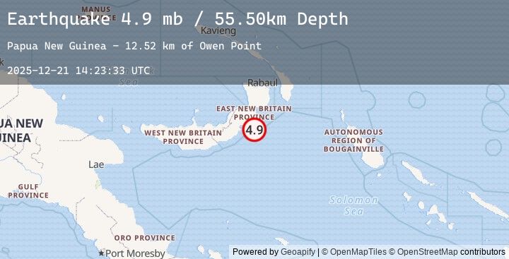 Map of 150 km SSW of Kokopo, Papua New Guinea