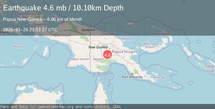 Map of 54 km SSW of Mendi, Papua New Guinea