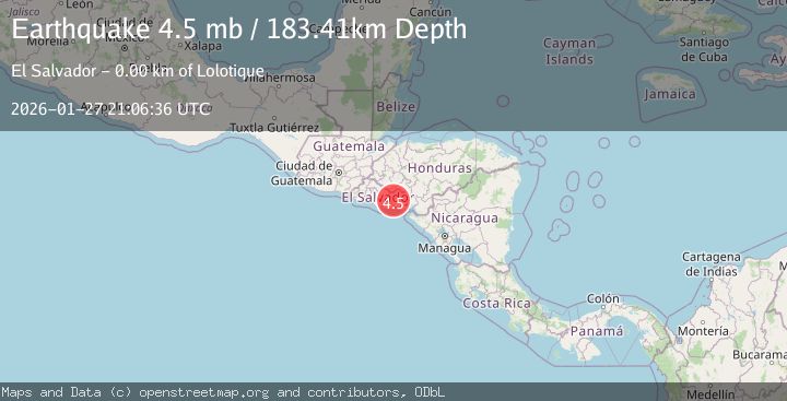 Map of 4 km NE of Lolotique, El Salvador