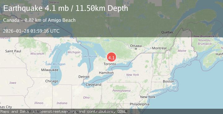 Map of 24 km ESE of Amigo Beach, Canada