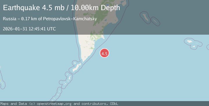 Map of 167 km SE of Vilyuchinsk, Russia