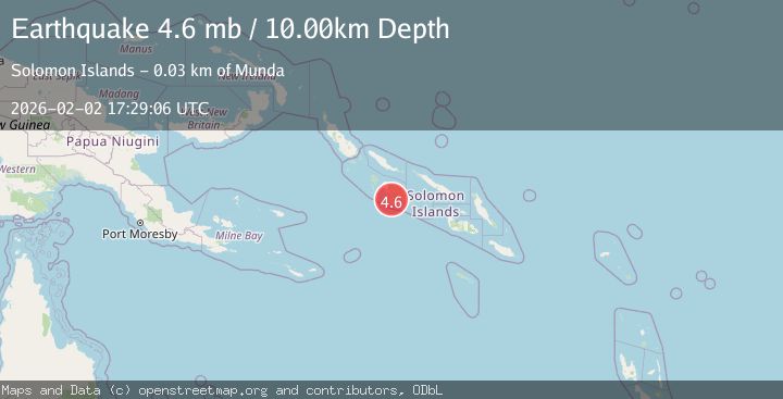 Map of 75 km SE of Gizo, Solomon Islands