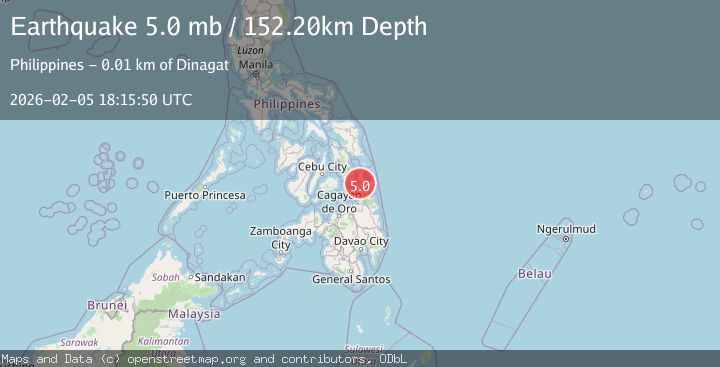 Map of 5 km S of Dinagat, Philippines