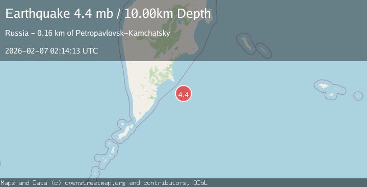 Map of 162 km ESE of Petropavlovsk-Kamchatsky, Russia