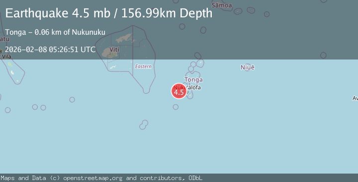 Map of 61 km WNW of Houma, Tonga