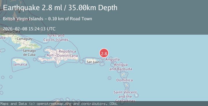 Map of 114 km NNE of Cruz Bay, U.S. Virgin Islands