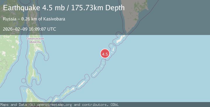 Map of 262 km SW of Severo-Kuril’sk, Russia