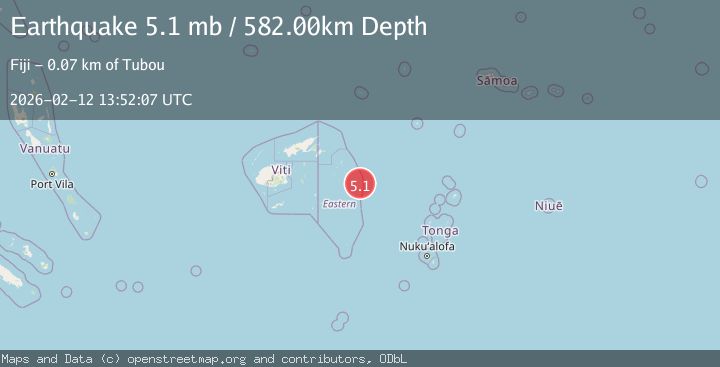 Map of 275 km E of Levuka, Fiji
