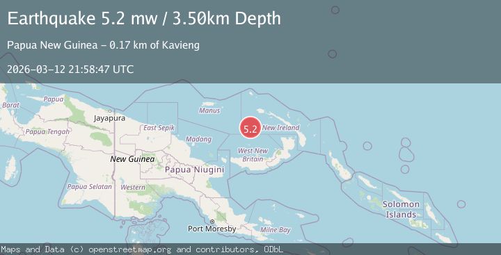 Map of 155 km SW of Kavieng, Papua New Guinea