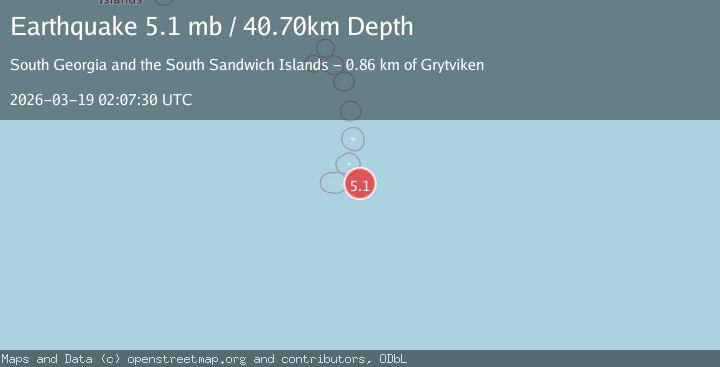 Map of South Sandwich Islands region