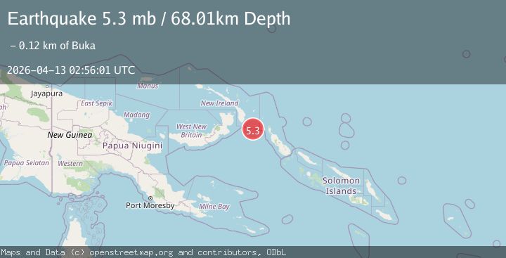 Map of 174 km ESE of Kokopo, Papua New Guinea