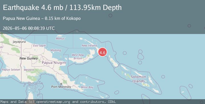 Map of 146 km ESE of Kokopo, Papua New Guinea