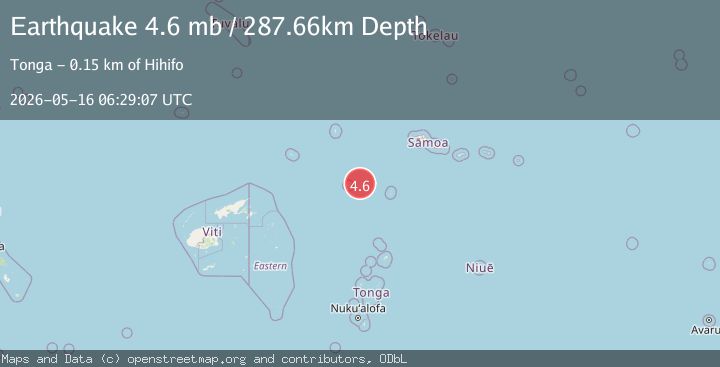 Map of 145 km WNW of Hihifo, Tonga
