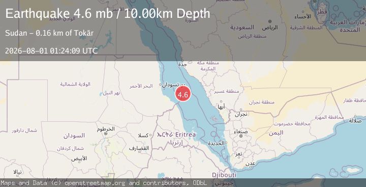 Map of 163 km ENE of Tokār, Sudan